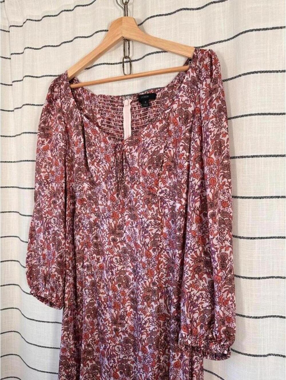 J.Crew Sweetheart A-line Midi Dress in Fete Floral Size 8 feminine bohemian - Picture 2 of 8